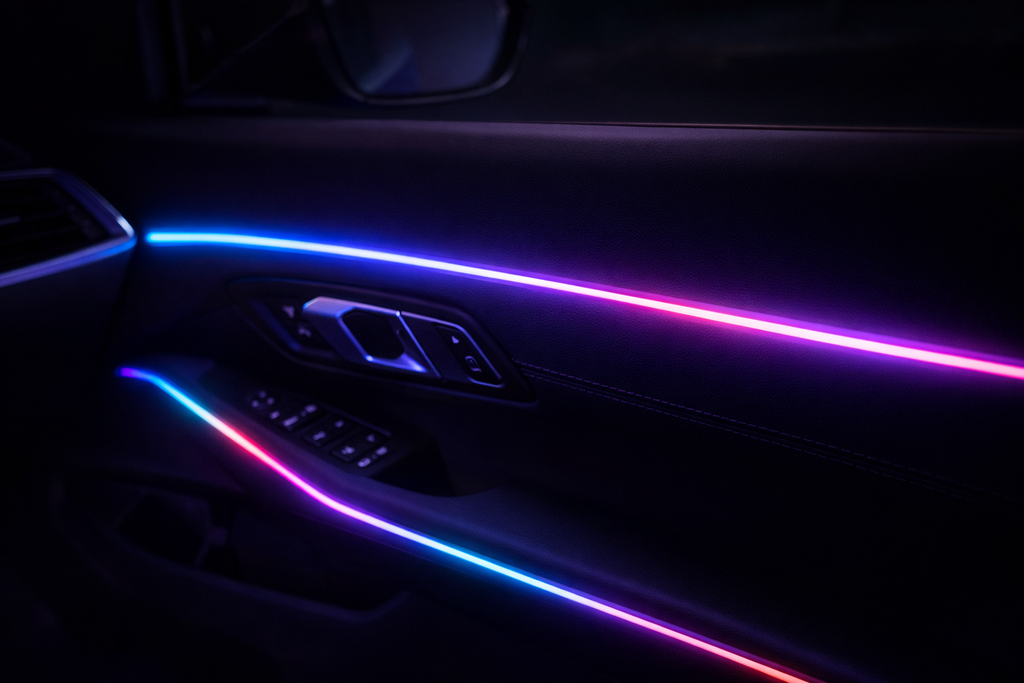 6-Piece Acrylic RGB Car Ambient Light – App Control, Music Sync, Dashboard & Door LED Strips