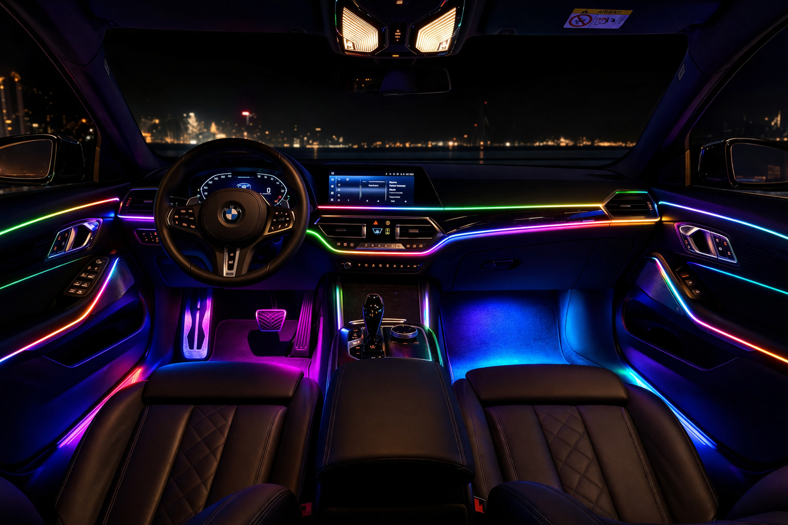 10-Piece Acrylic RGB Car Ambient Light Kit – App Control, Music Sync, Dashboard, Doors & Footwell LED Interior Lights