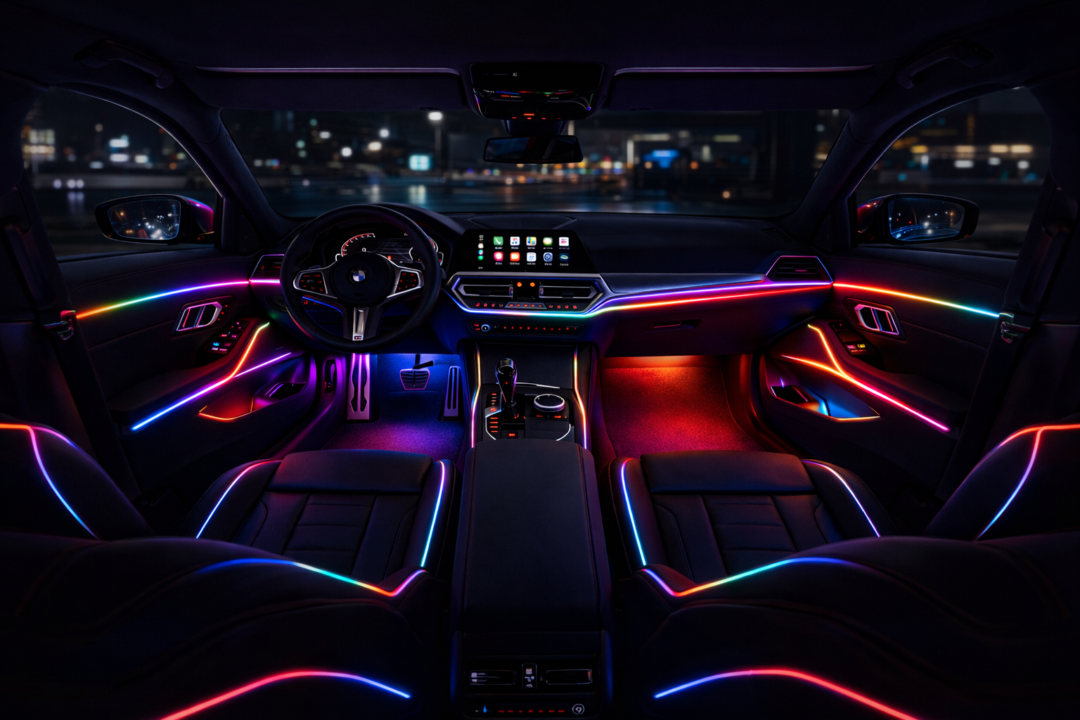 18-Piece Acrylic RGB Car Ambient Light Kit – Full Cabin Lighting, App Control, Music Sync, Dashboard, Doors, Footwell & Console LED Lights
