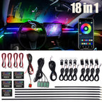18-Piece Acrylic RGB Car Ambient Light Kit – Full Cabin Lighting, App Control, Music Sync, Dashboard, Doors, Footwell & Console LED Lights