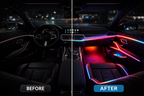 18-Piece Acrylic RGB Car Ambient Light Kit – Full Cabin Lighting, App Control, Music Sync, Dashboard, Doors, Footwell & Console LED Lights
