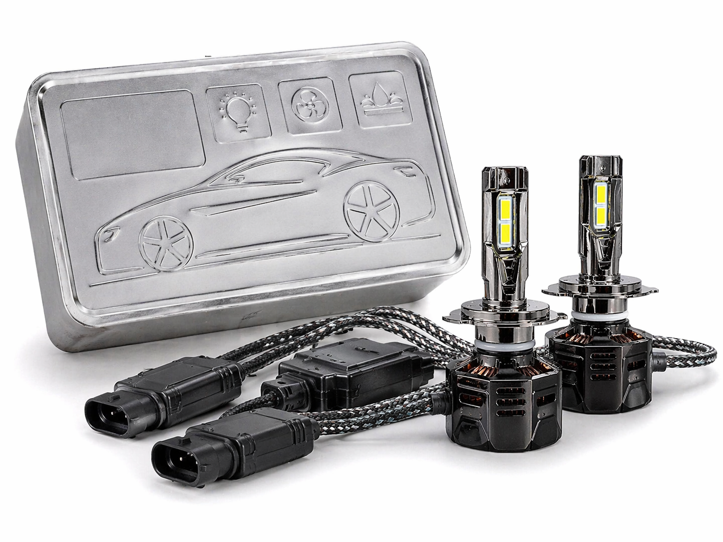 Ultra Bright LED Headlight Bulbs Kit – 5000W High Power, Cool White Beam, Long Range Visibility, Universal Car Headlights