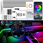 10-Piece Acrylic RGB Car Ambient Light Kit – App Control, Music Sync, Dashboard, Doors & Footwell LED Interior Lights