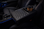 Premium Car Armrest Organizer with Cup Holder – Quilted Leather Console Storage Box with Free Microfiber Cleaning Cloth