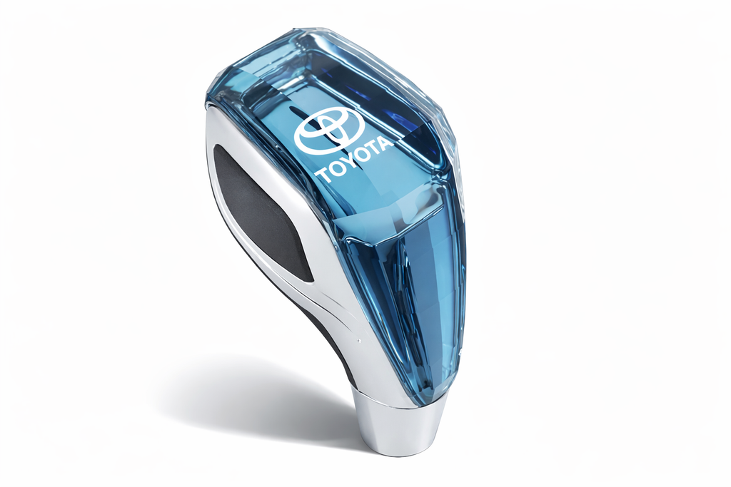 LED Crystal Car Gear Shift Knob with Illuminated Logo – USB Rechargeable Multi-Color Gear Shifter