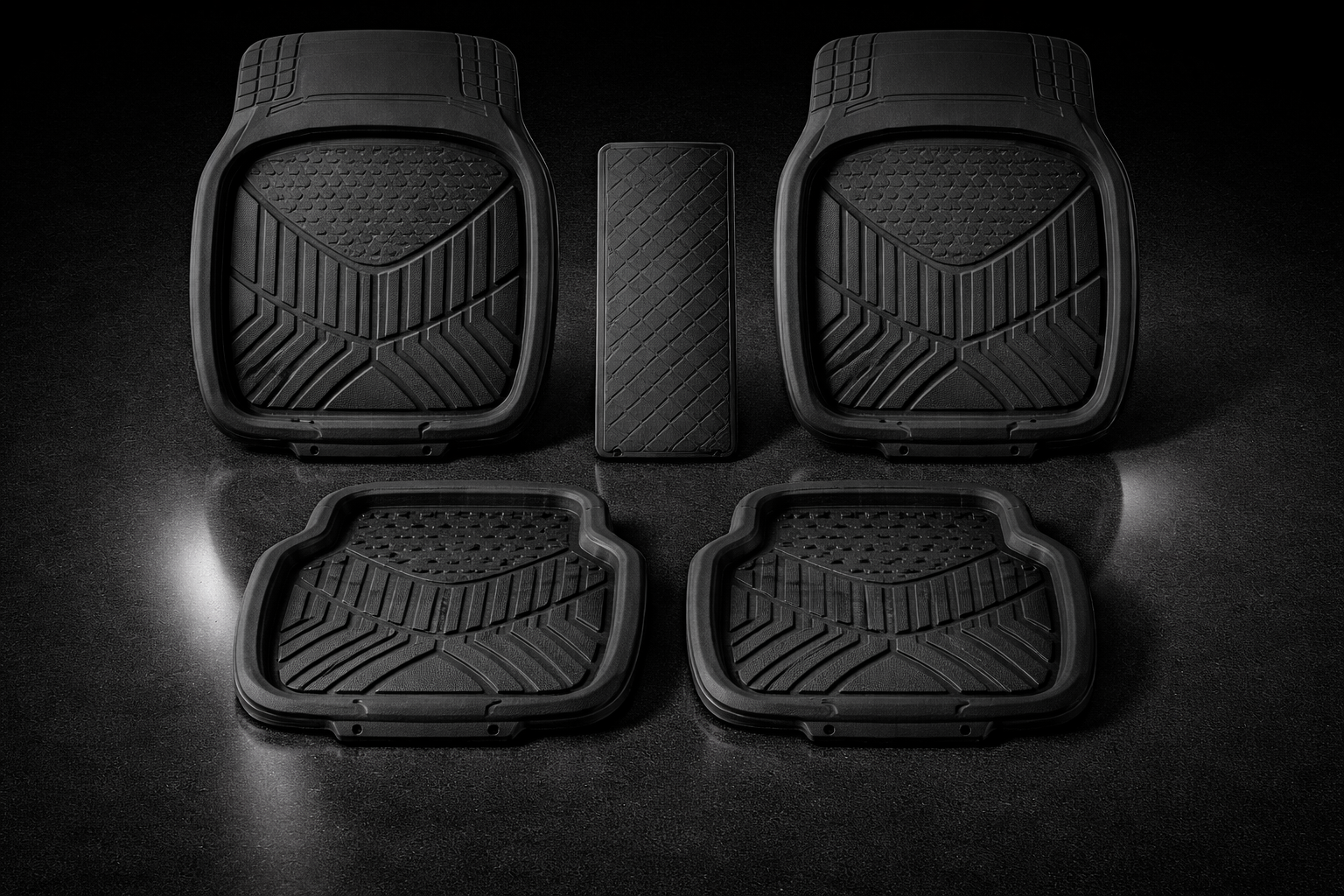 Universal Premium Rubber Car Floor Mats Set (5 Pcs) – Anti-Slip, Waterproof, All-Weather Interior Protection