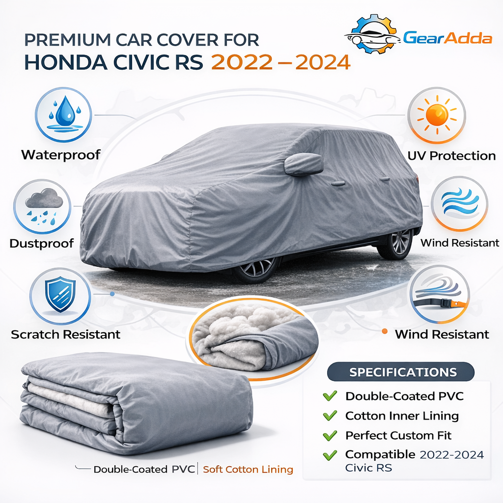 Premium Waterproof Car Cover for Honda Civic RS (2022–2024) – Double Coated PVC with Soft Cotton Inner