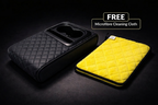 Premium Car Armrest Organizer with Cup Holder – Quilted Leather Console Storage Box with Free Microfiber Cleaning Cloth