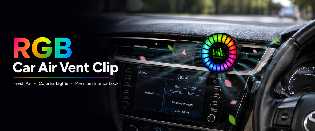 RGB Car Air Vent Clip M8 – Musical Life Car Air Freshener with Colorful LED Lights
