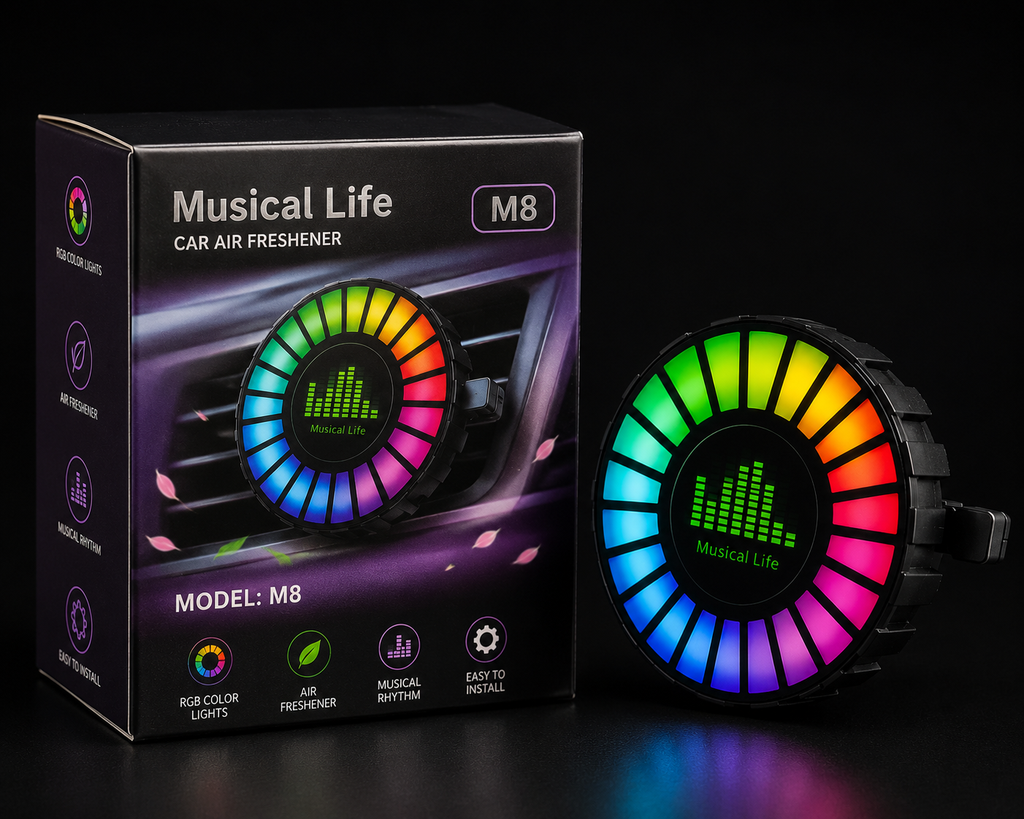 RGB Car Air Vent Clip M8 – Musical Life Car Air Freshener with Colorful LED Lights