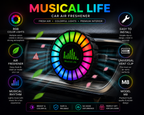 RGB Car Air Vent Clip M8 – Musical Life Car Air Freshener with Colorful LED Lights