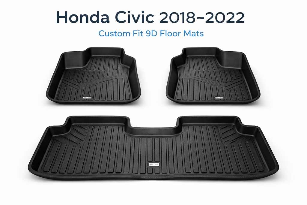 TPR 9D Car Floor Mats for Honda Civic 2018–2022 – Waterproof, Anti-Slip, Full Coverage Custom Fit Mats