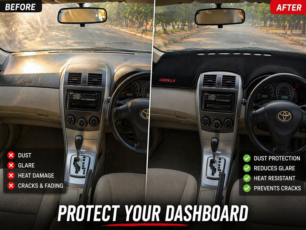 Premium Dashboard Mat for Toyota Corolla 2008–2013 – Anti-Slip Velvet Dashboard Cover, Heat Protection & Anti-Glare