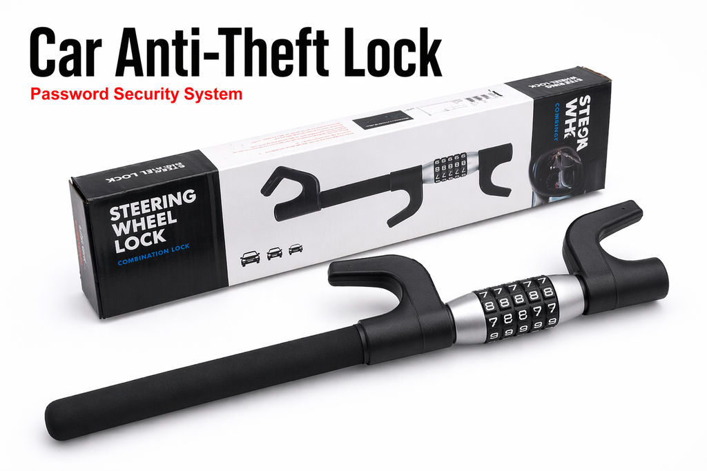 Premium Car Steering Wheel Lock – Password Combination Anti-Theft Lock
