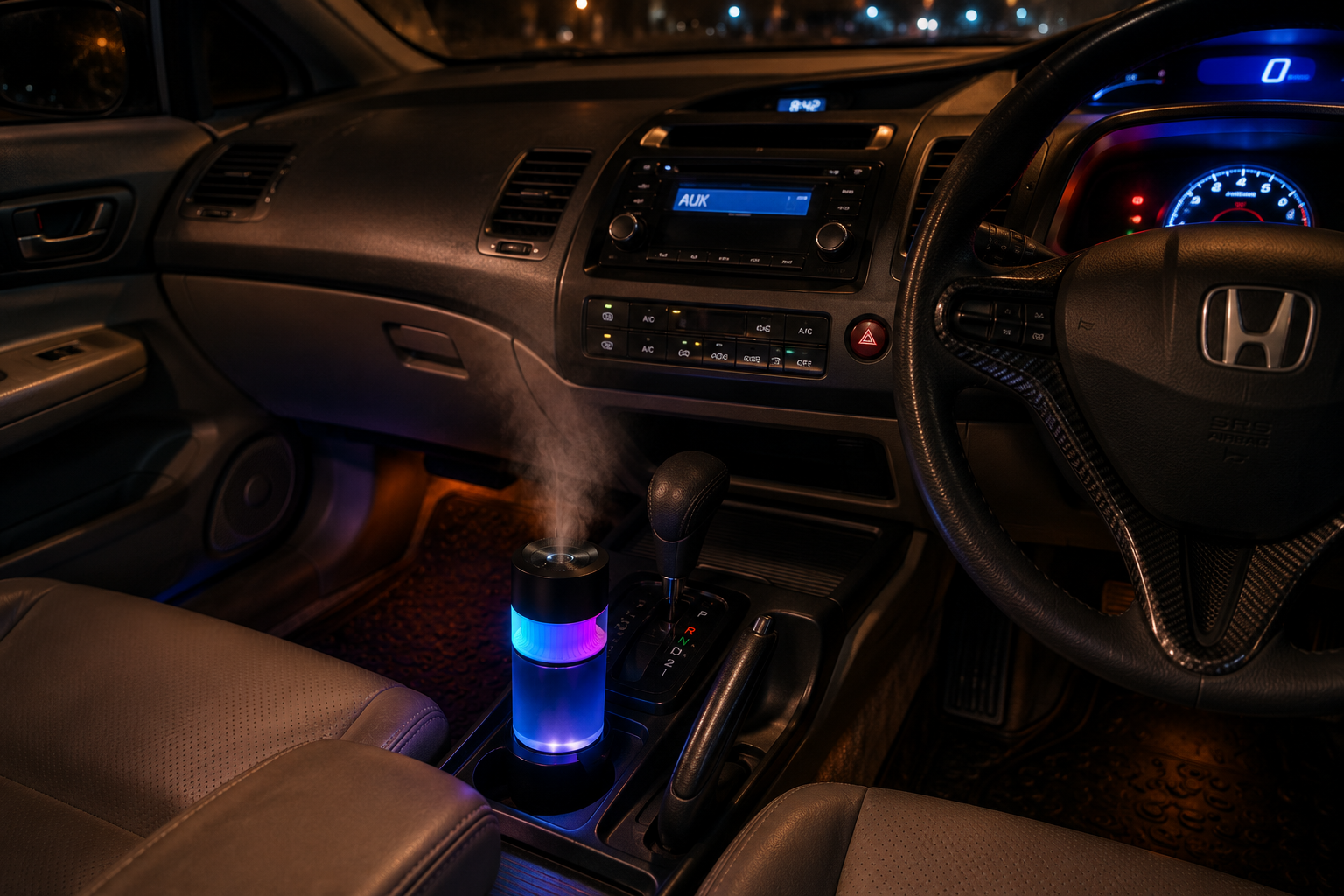 Smart Auto Spray Aroma Diffuser with RGB Ambient Light – USB Rechargeable Car Air Freshener
