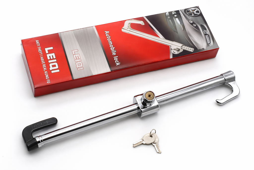 Heavy Duty Car Steering Wheel Lock – Anti-Theft Security Lock with Keys, Universal Fit for All Cars