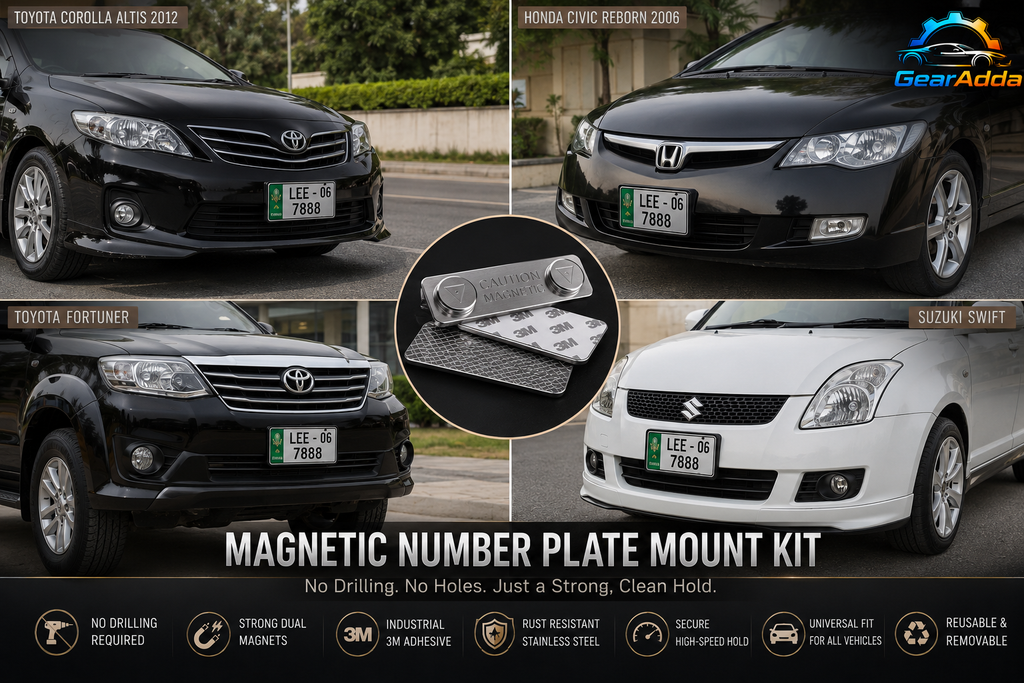 Magnetic Number Plate Mount Kit – No Drill License Plate Holder with 3M Adhesive (2 PCS)