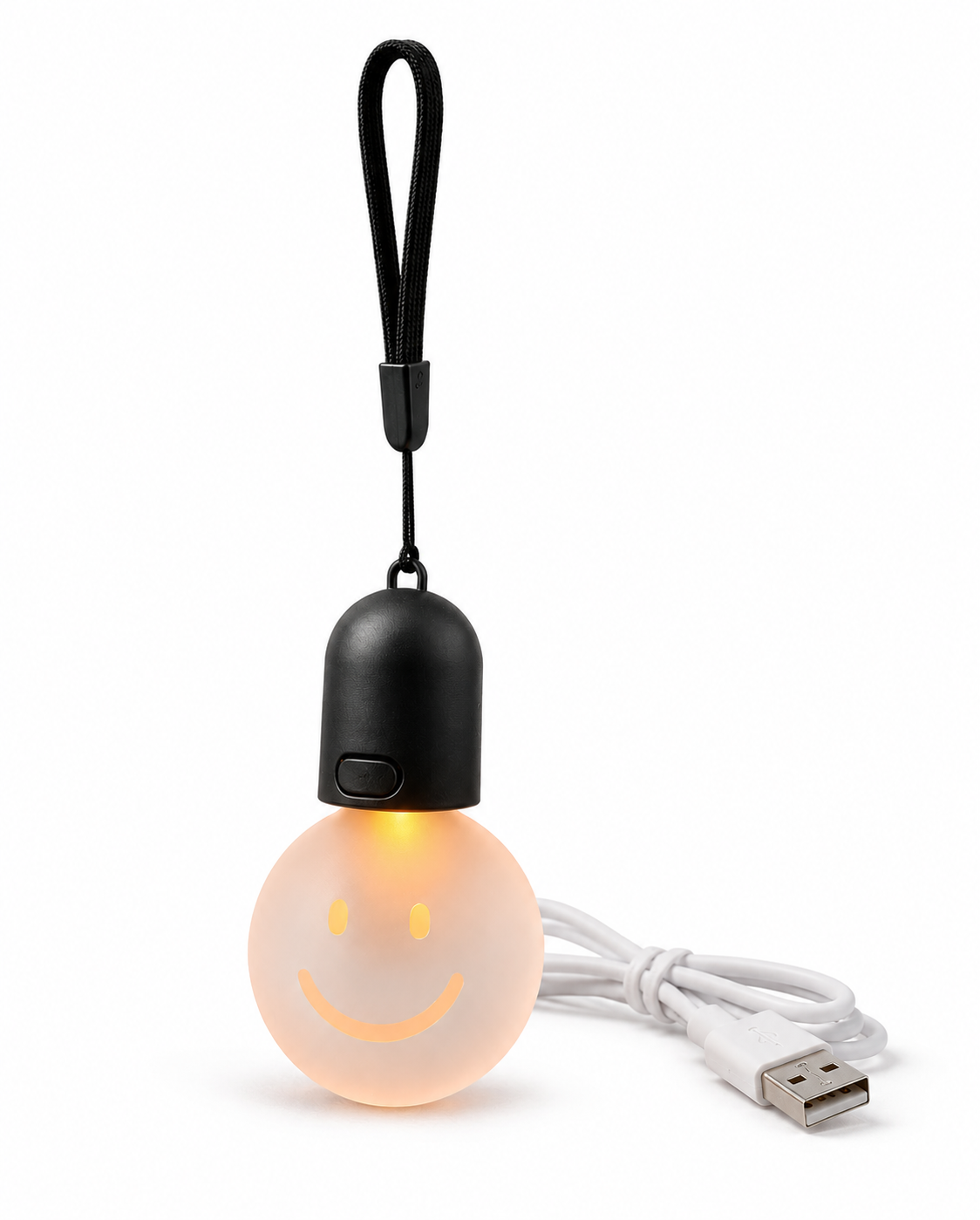 Rechargeable Smiley Hanging Ambient Light – USB Car & Room Mood Lamp