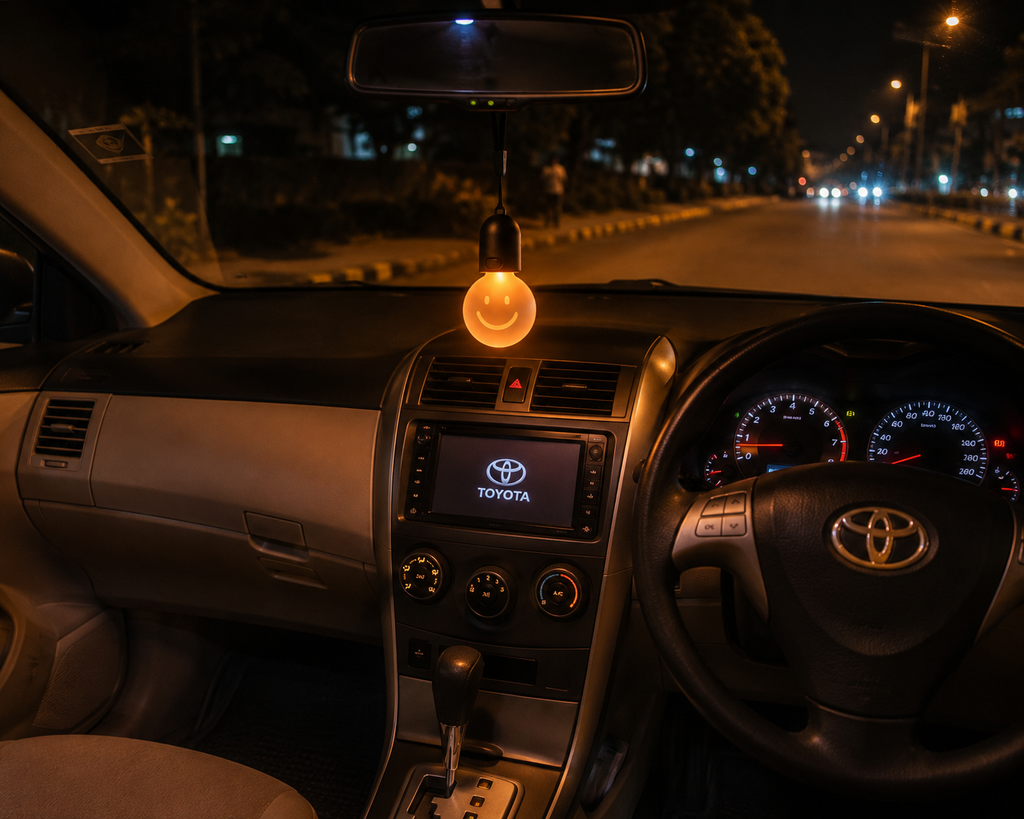 Rechargeable Smiley Hanging Ambient Light – USB Car & Room Mood Lamp