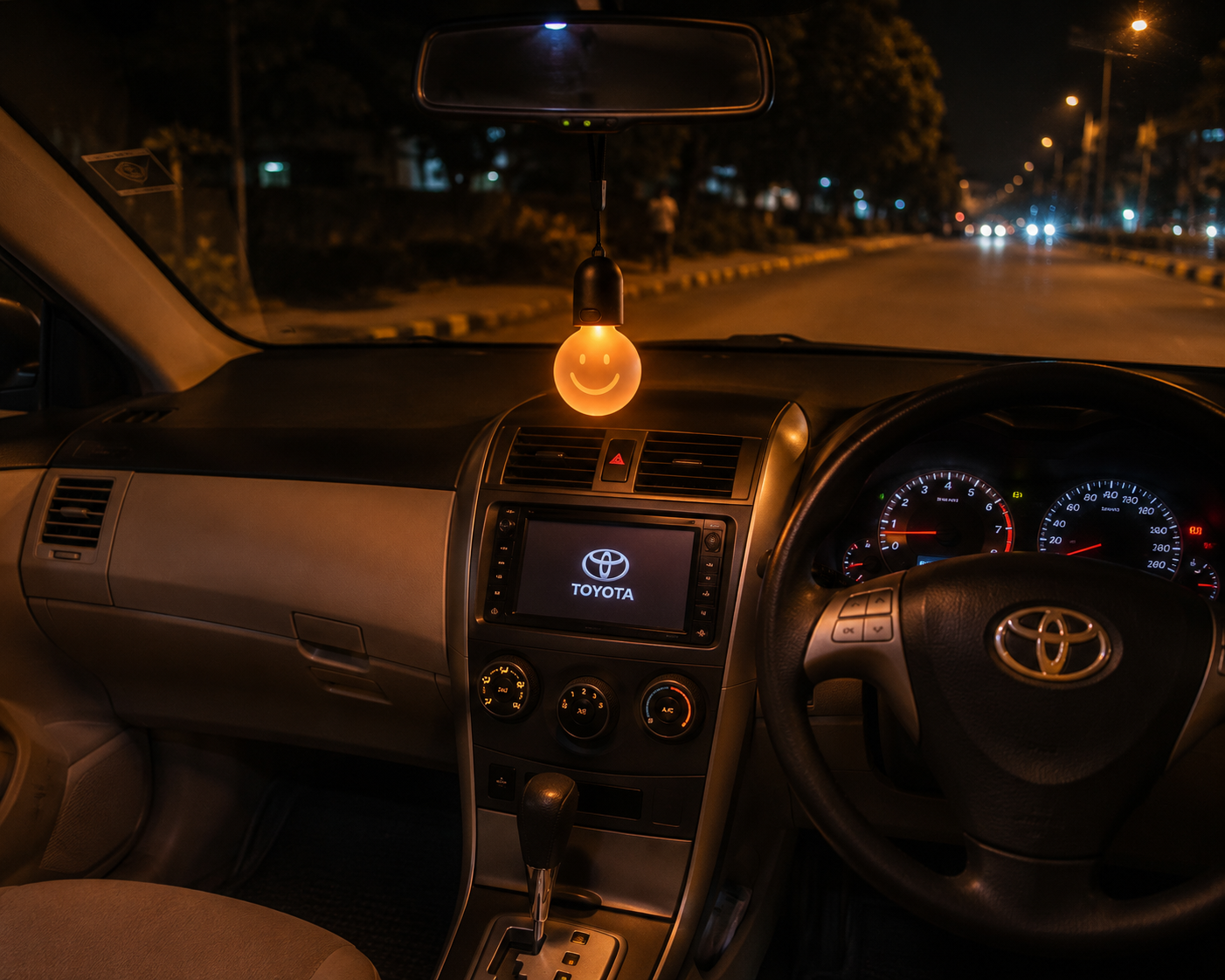 Rechargeable Smiley Hanging Ambient Light – USB Car & Room Mood Lamp