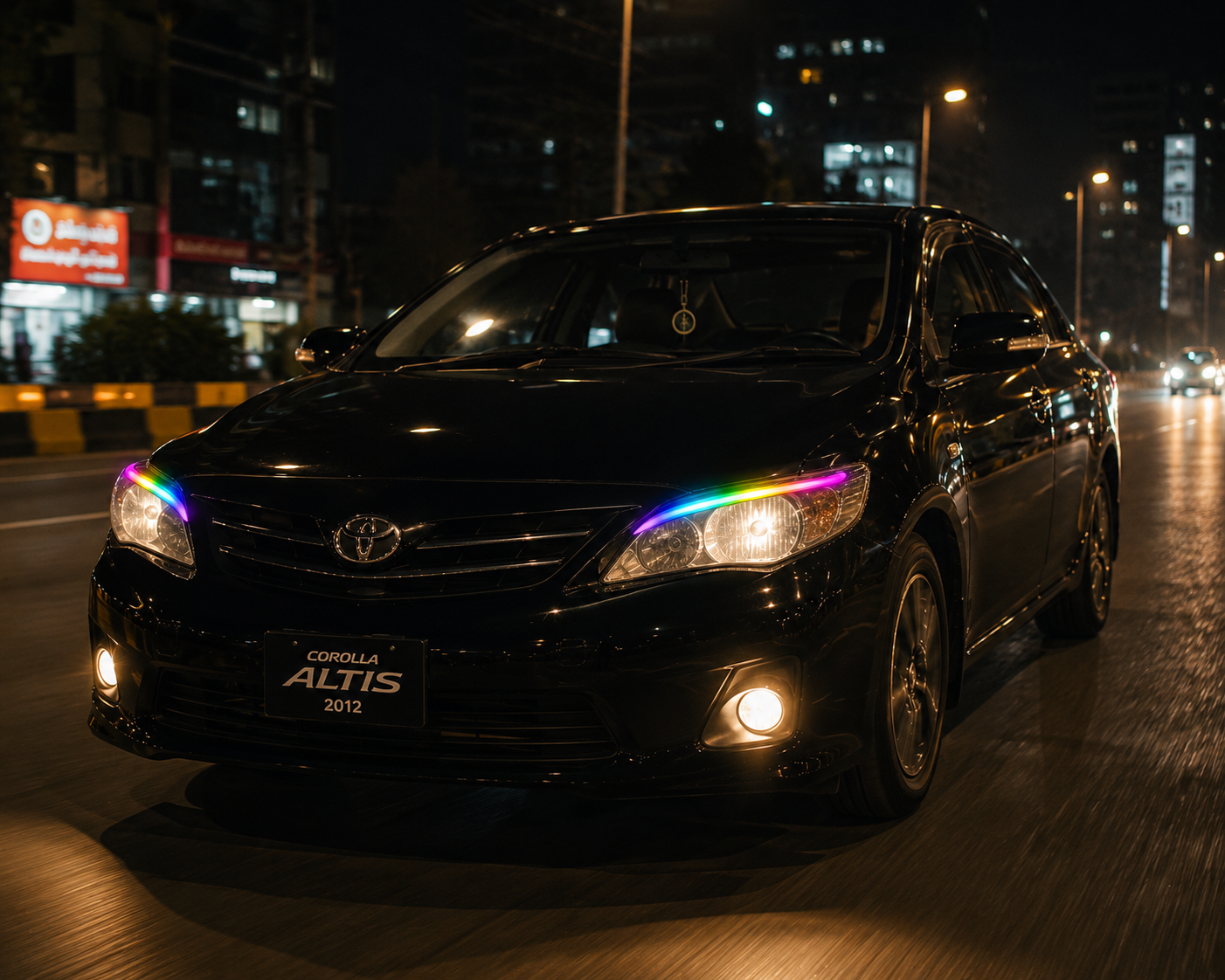 RGB Mobile App Controlled Daytime Running Lights (DRL) Strip Kit - Flexible Headlight Ambient LED for Cars
