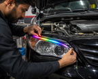RGB Mobile App Controlled Daytime Running Lights (DRL) Strip Kit - Flexible Headlight Ambient LED for Cars